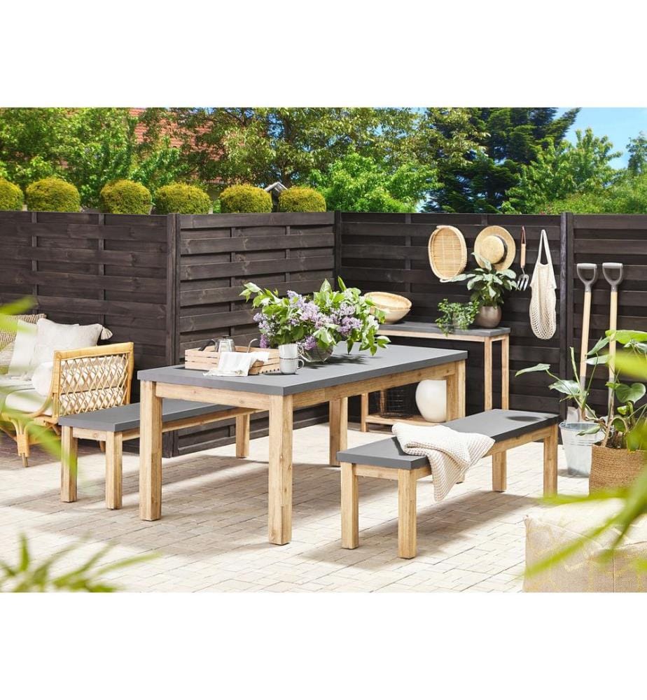 Gartenmöbel Set mit Bänken 6-Sitzer OSTUNI Beton Grau