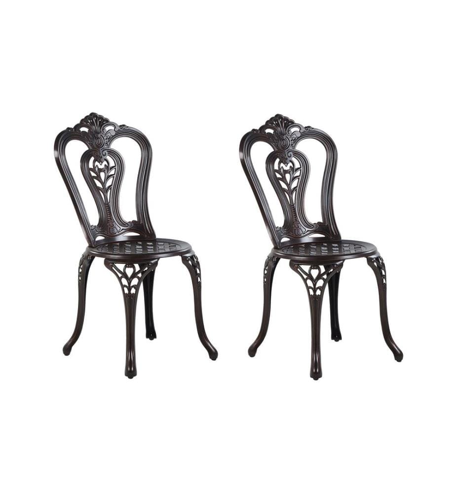 Gartenstuhl 2er Set BOVINO Metall Dunkelbraun