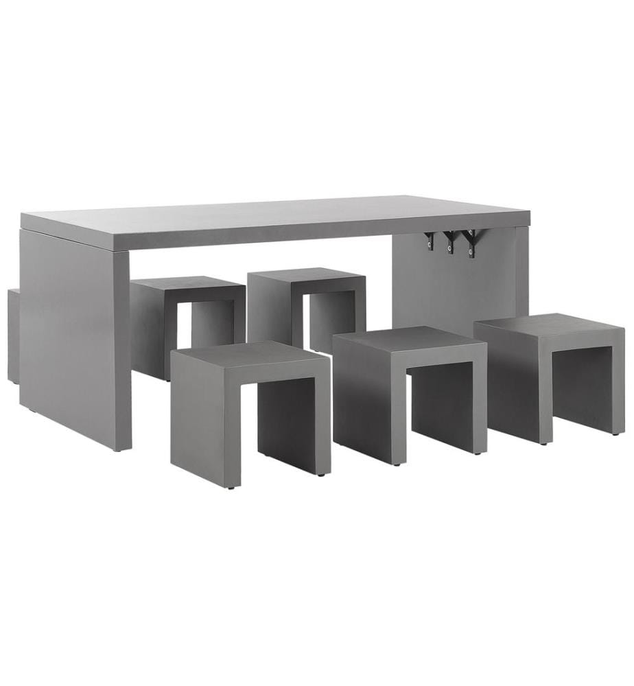 Gartenmöbel Set mit Hockern 6-Sitzer TARANTO Beton Grau