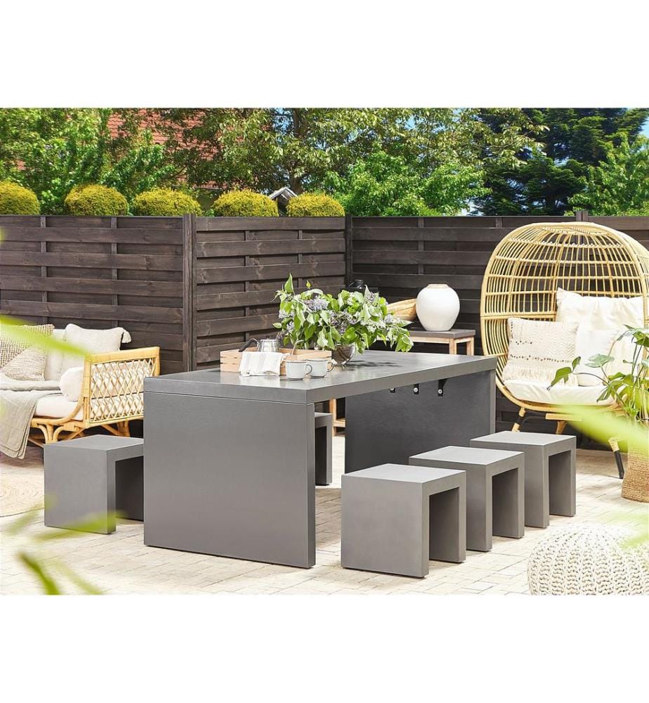 Gartenmöbel Set mit Hockern 6-Sitzer TARANTO Beton Grau