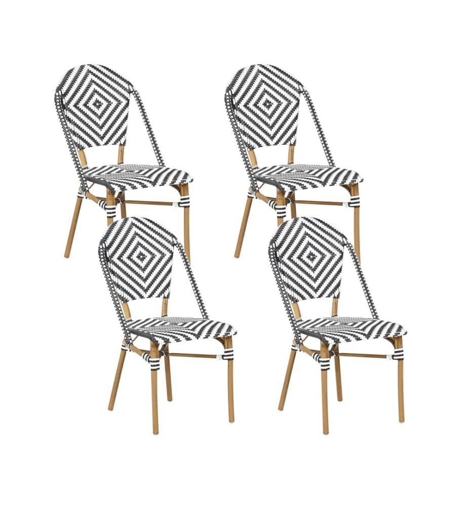 Set mit 4 Stühlen RIFREDDO Polyrattan Schwarz / Weiss