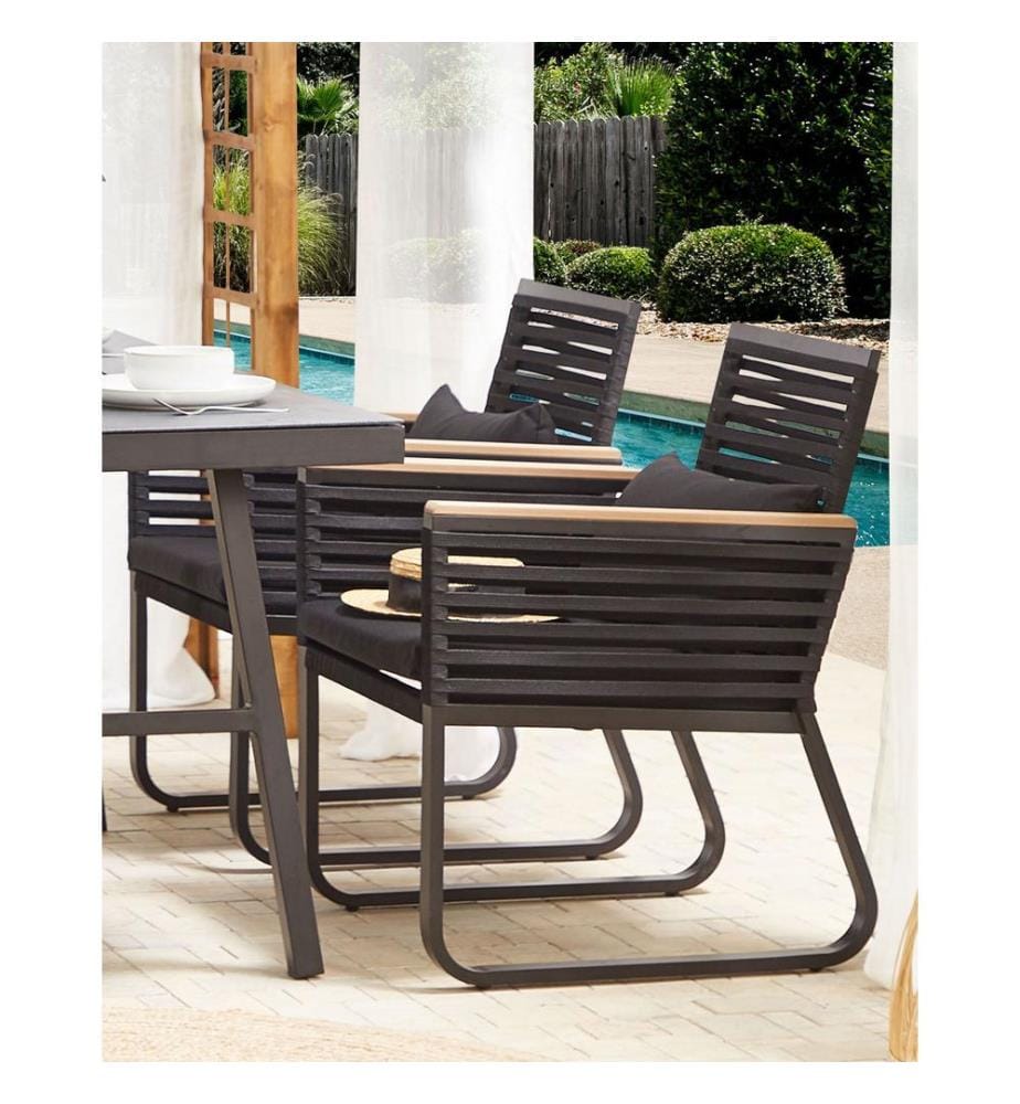 Set mit 2 Stühlen und Sitzkissen CANETTO Metall Schwarz