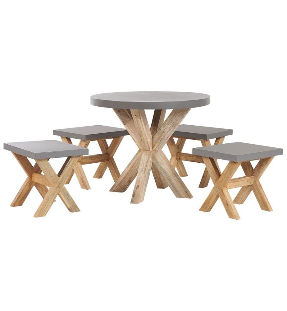 Gartenmöbel Set mit Hockern 4-Sitzer OLBIA Beton Grau