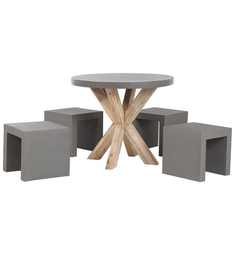 Gartenmöbel Set mit Hockern 4-Sitzer OLBIA/TARANTO Beton Grau