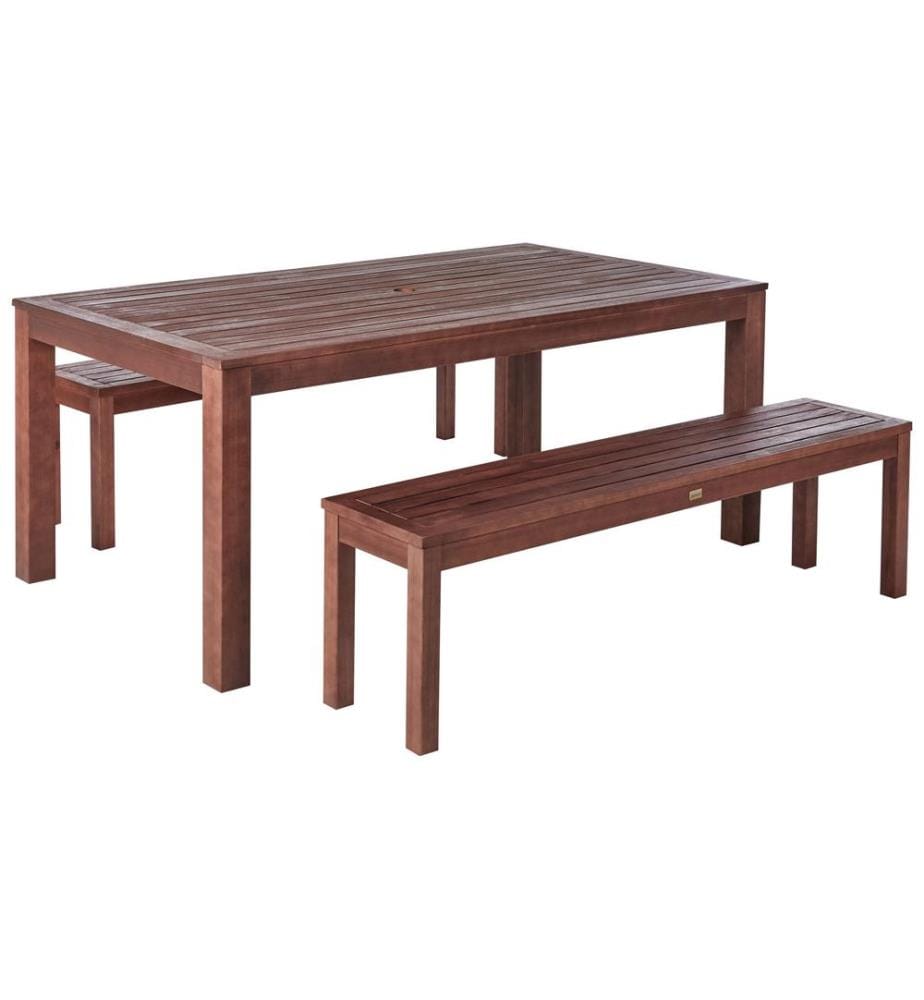 Gartenmöbel Set mit Bänken 6-Sitzer TUSCANIA Eukalyptusholz Dunkelbraun