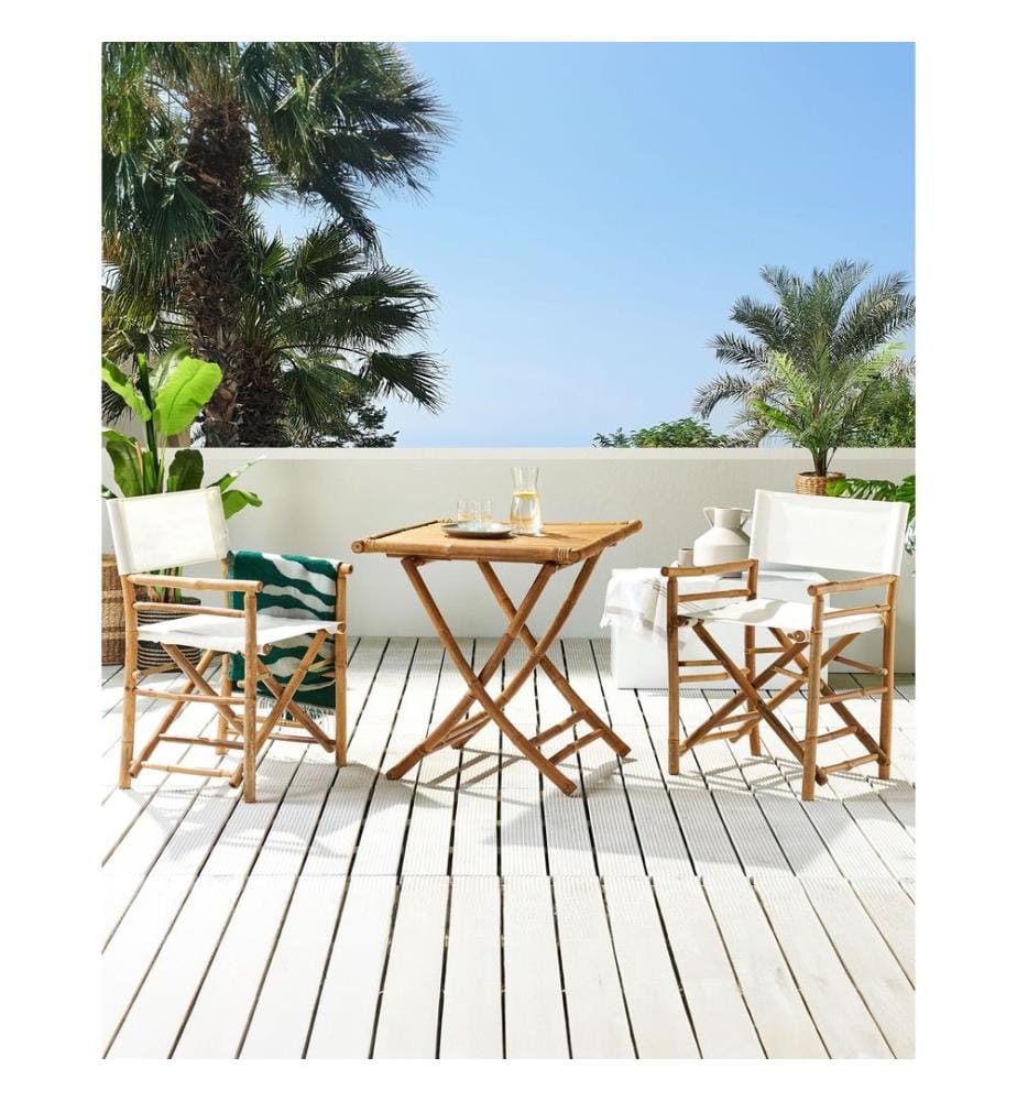 Gartenstuhl 2er Set MOLISE Bambus Braun