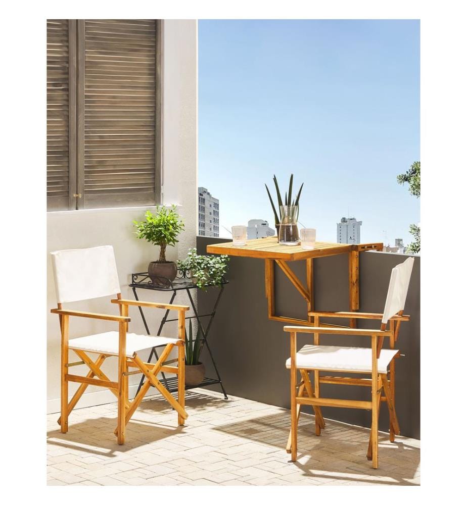Lot de 2 chaises de jardin CINE Acacia Blanc cassé