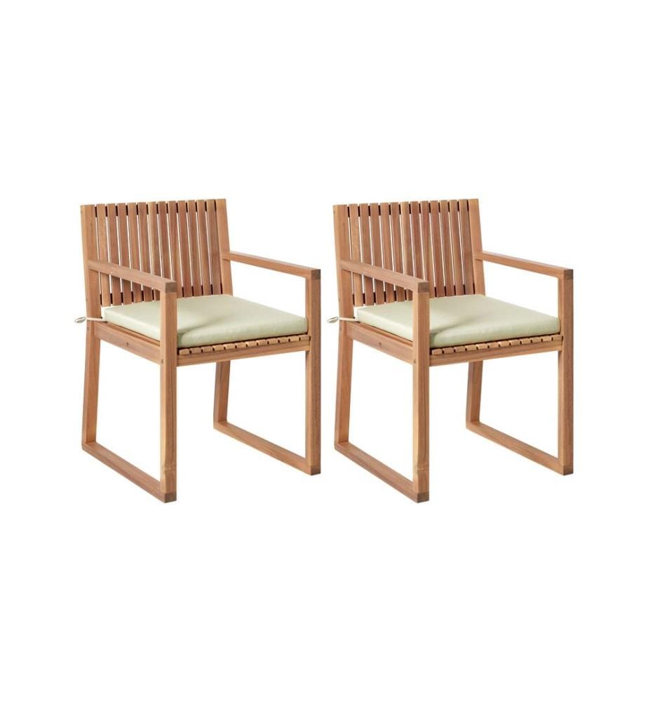 Set mit 2 Stühlen und Sitzkissen SASSARI PREMIUM zertifiziertes Akazienholz Hellgrün