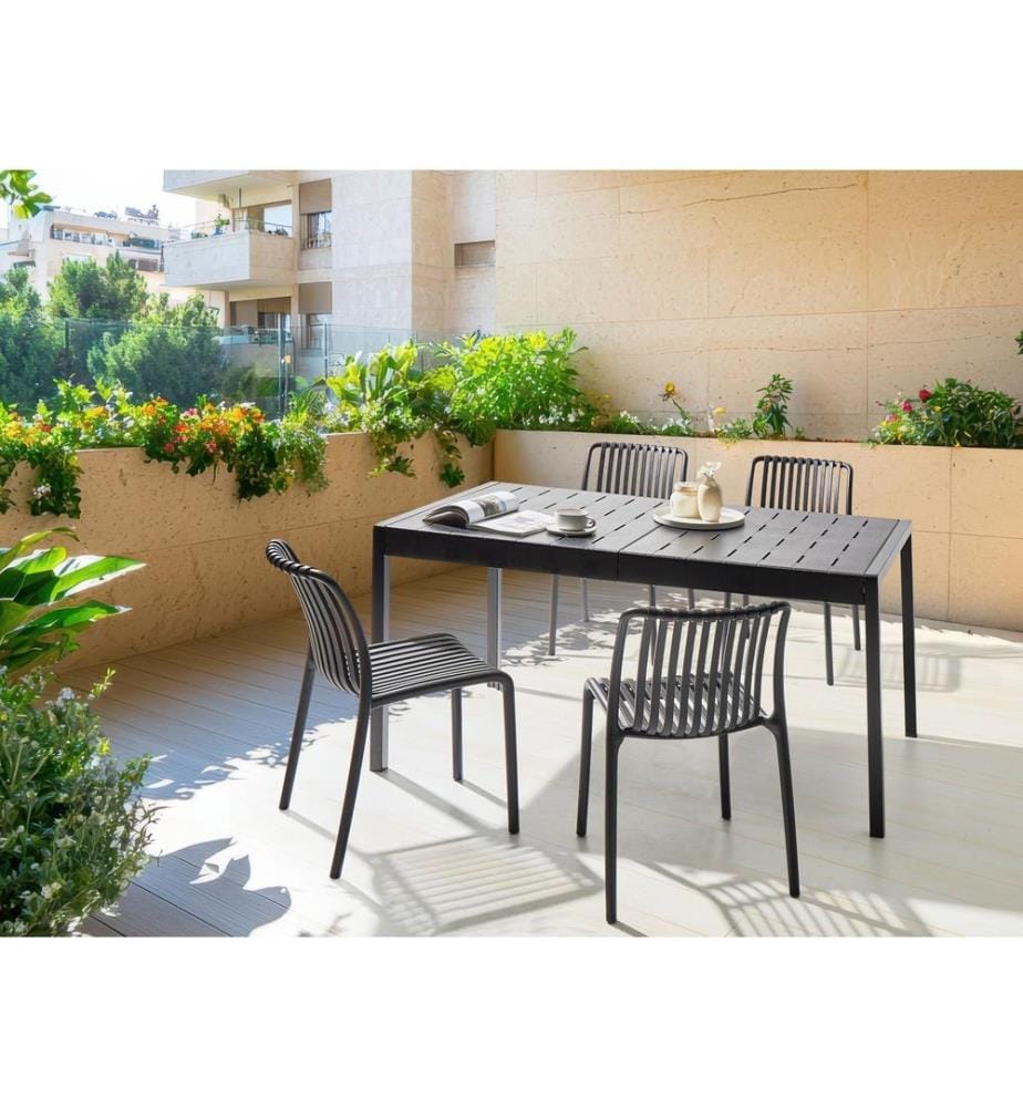 Gartentisch BARTICA 154 cm 84 cm Schwarz