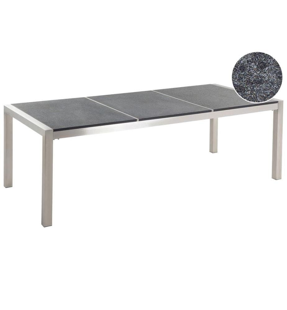 Gartentisch GROSSETO 220 cm 100 cm geflammter Granit Graphitgrau