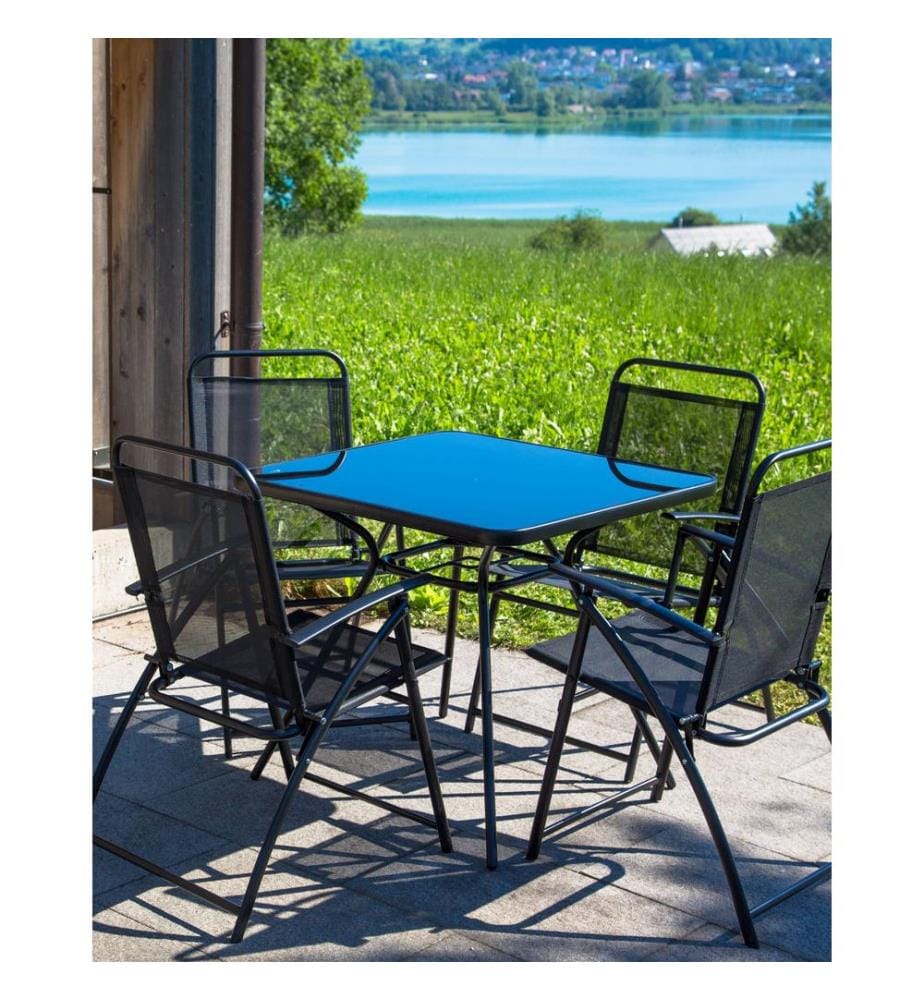 Gartenstuhl 4er Set LIVO Metall Schwarz