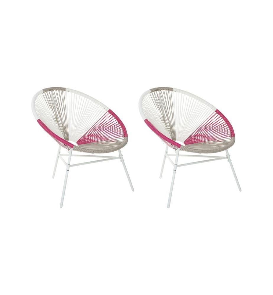 Gartenstuhl 2er Set ACAPULCO Polyrattan Fuchsia