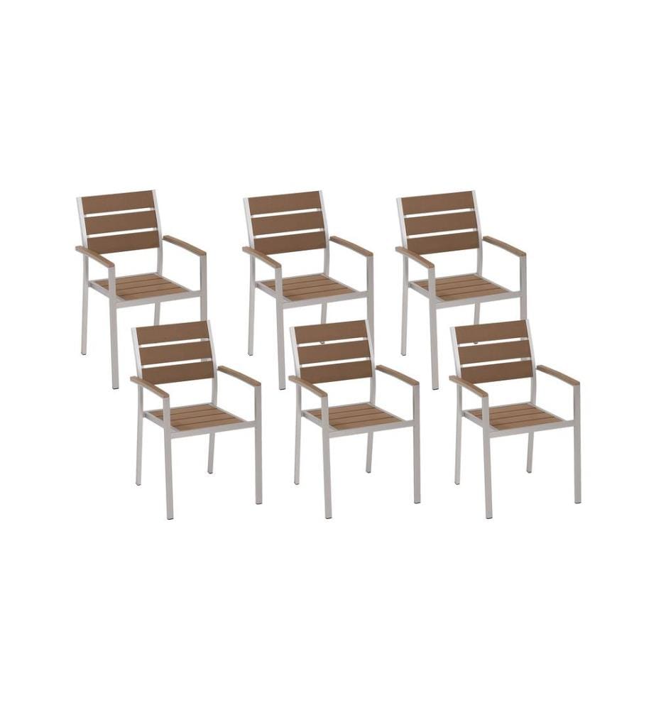 Gartenstuhl 6er Set VERNIO Braun