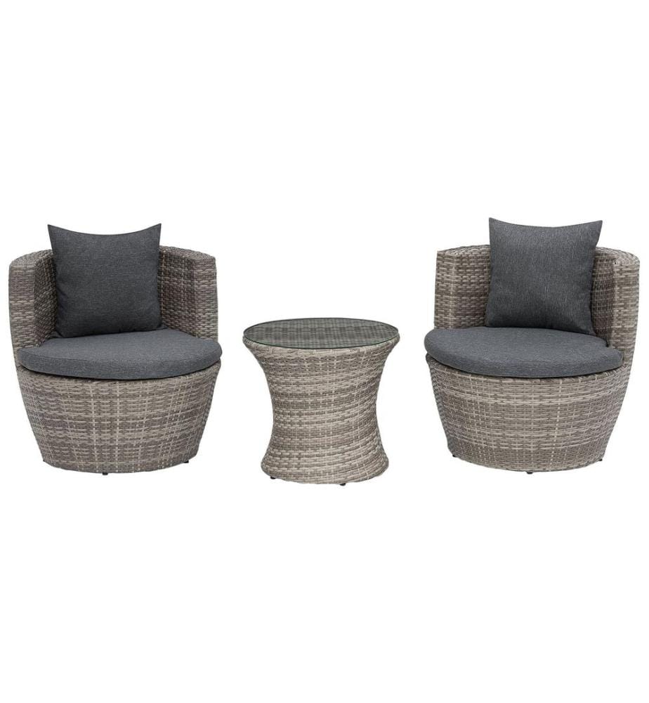 Ensemble bistrot avec coussins CAPRI Polyrotin Gris