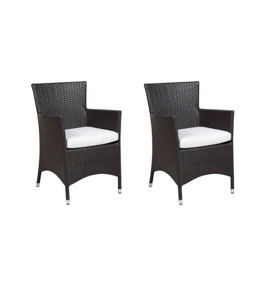 Set mit 2 Stühlen und Sitzkissen ITALY Polyrattan Dunkelbraun