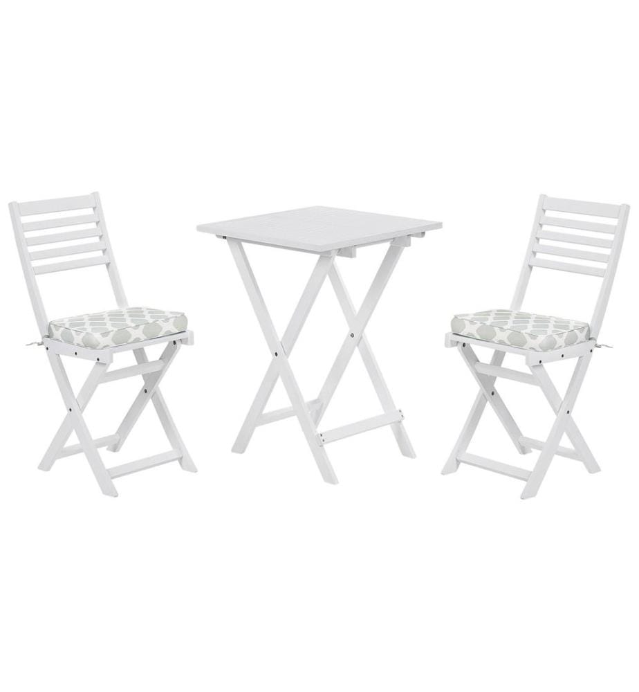 Ensemble bistrot avec coussins Pliant FIJI Acacia Blanc