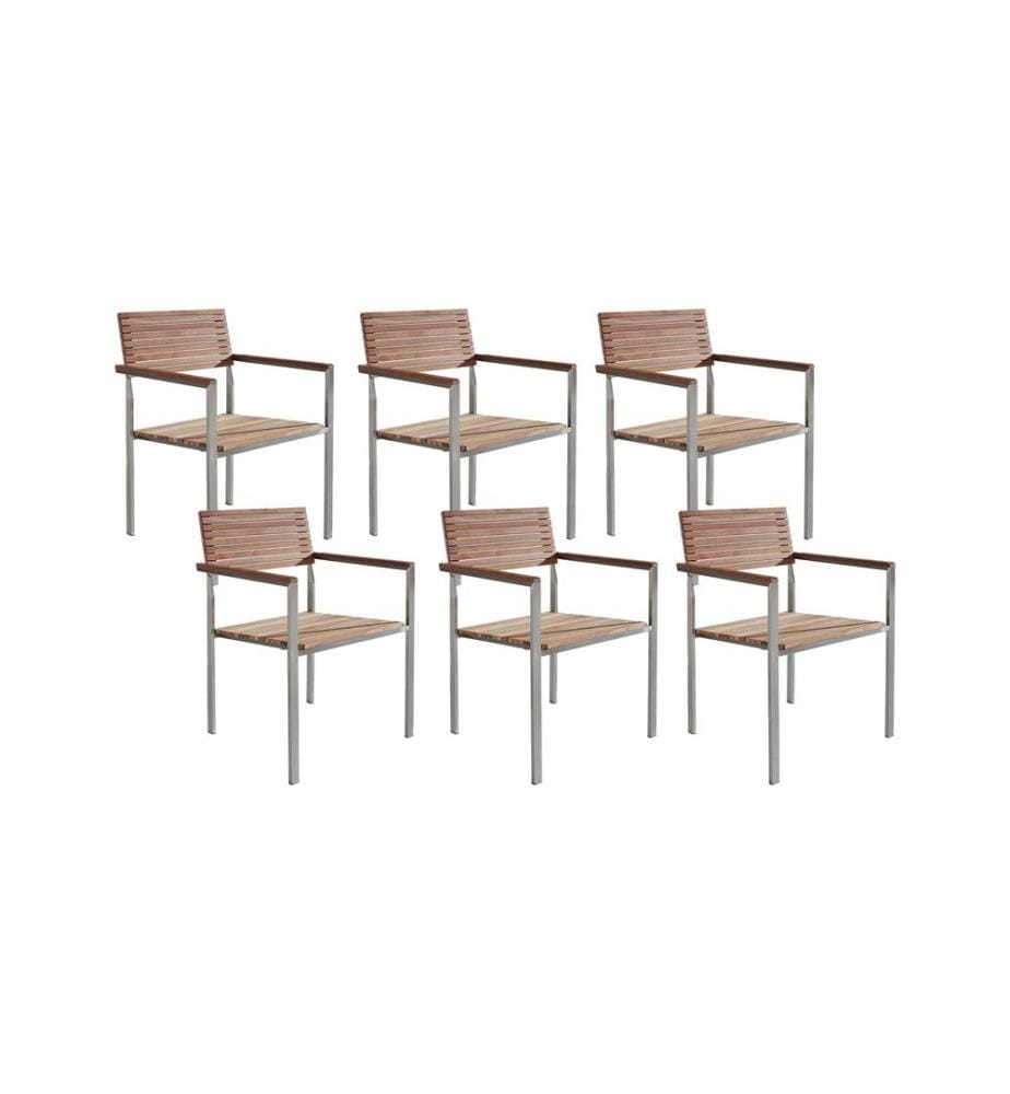 Gartenstuhl 6er Set VIAREGGIO Teakholz Braun