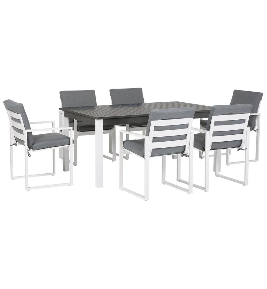 Set da pranzo da giardino 6 posti PANCOLE con cuscini Metallo Grigio
