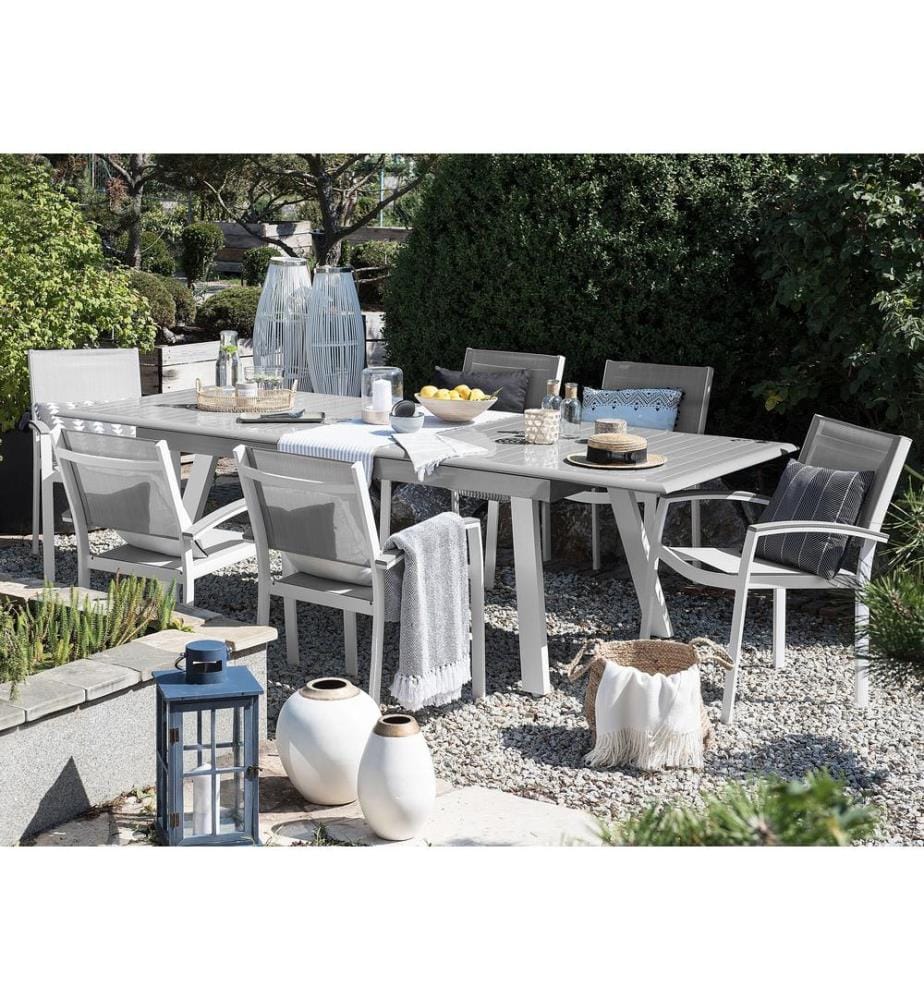Set da pranzo da giardino 6 posti PERETA Metallo Grigio