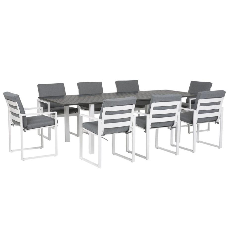 Set da pranzo da giardino 8 posti PANCOLE con cuscini Metallo Grigio