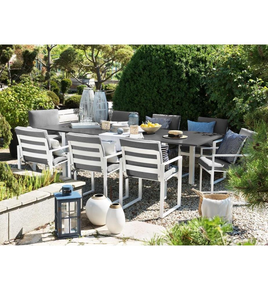 Set da pranzo da giardino 8 posti PANCOLE con cuscini Metallo Grigio