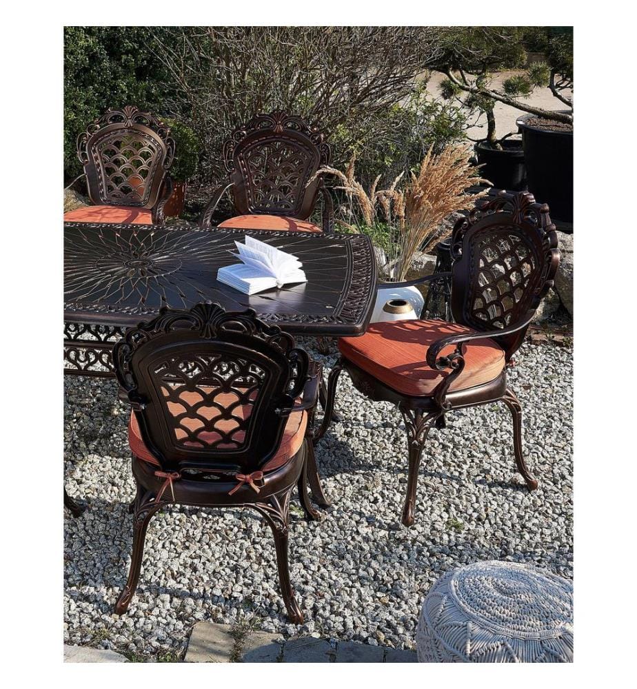 Set of 2 Garden Chairs with Cushions LIZZANO Metal Dark Brown