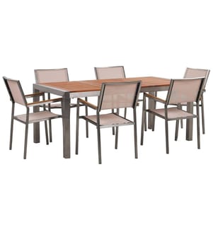 Set da pranzo da giardino 6 posti GROSSETO Legno d'eucalipto Marrone/Beige