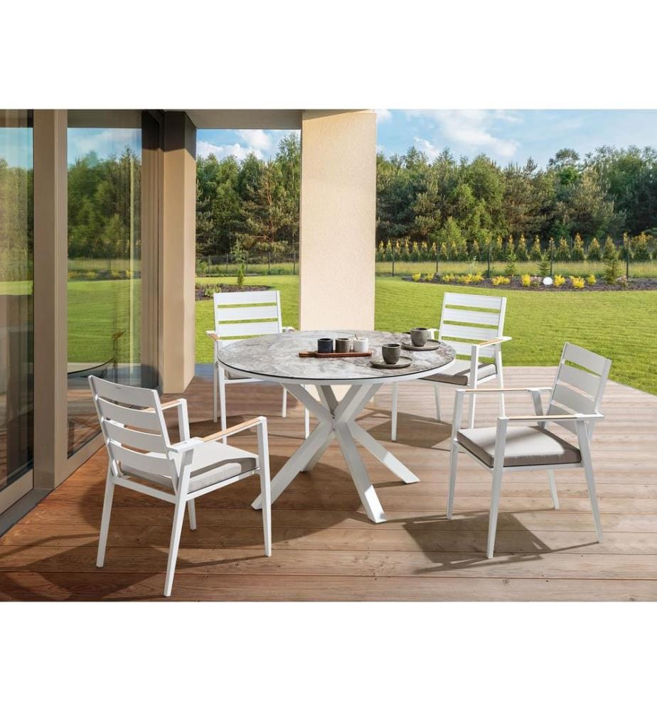 Gartentisch MALETTO 120 cm 120 cm Glas Dunkelgrau