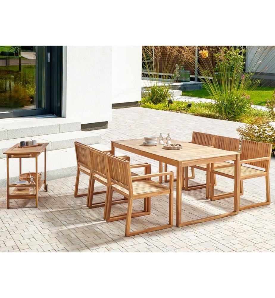 Gartenmöbel Set mit Servierwagen 6-Sitzer SASSARI II zertifiziertes Akazienholz Hellbraun