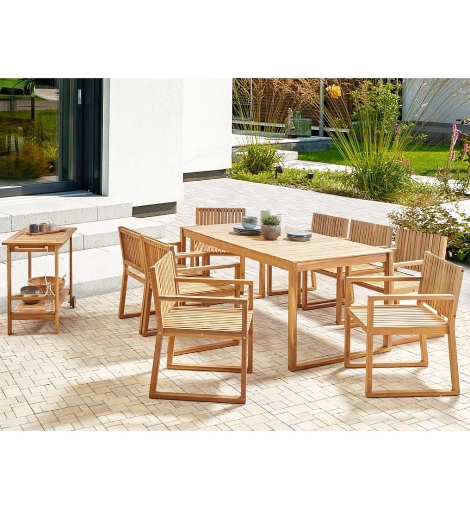 Gartenmöbel Set mit Servierwagen 8-Sitzer SASSARI II zertifiziertes Akazienholz Hellbraun