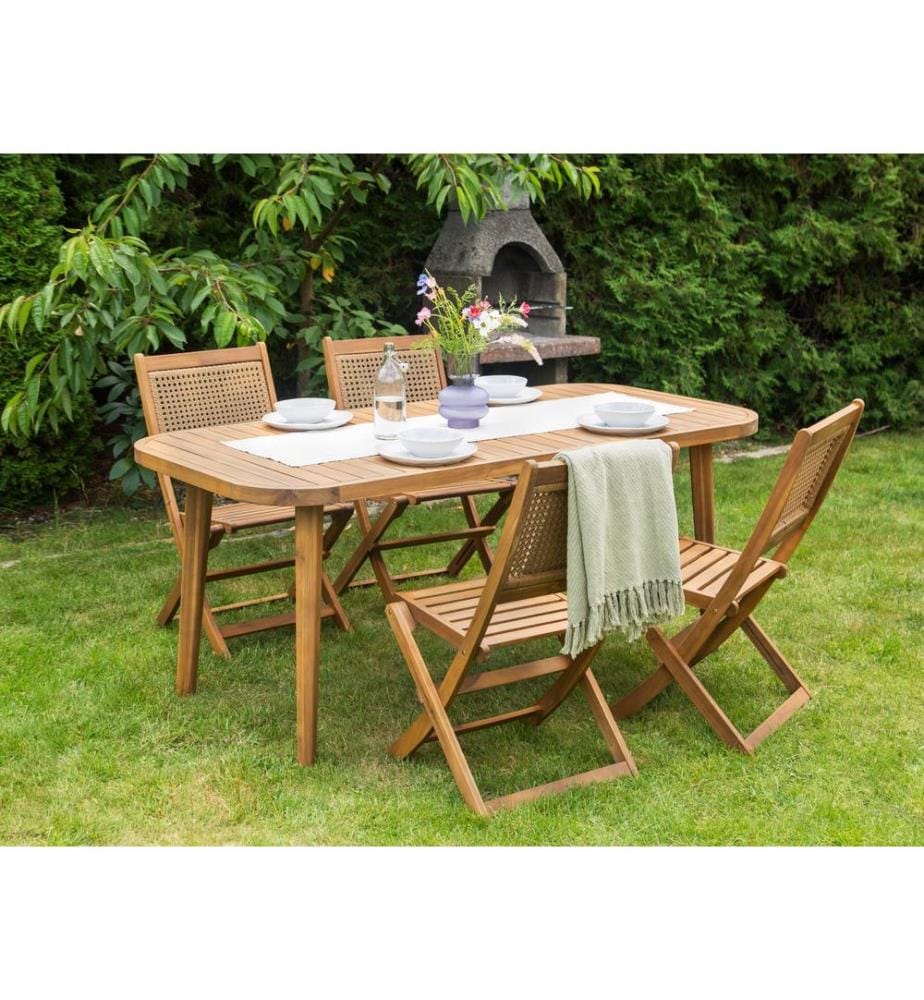 Table de salle à manger de jardin PARAGGI 180 cm 90 cm Bois d'acacia certifié Marron