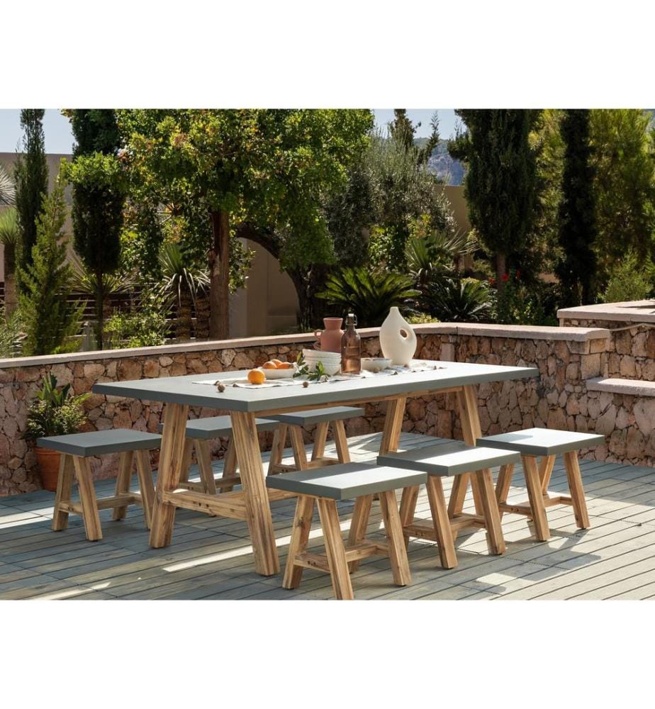 Gartenmöbel Set mit Hockern 6-Sitzer TONNARE Beton Grau