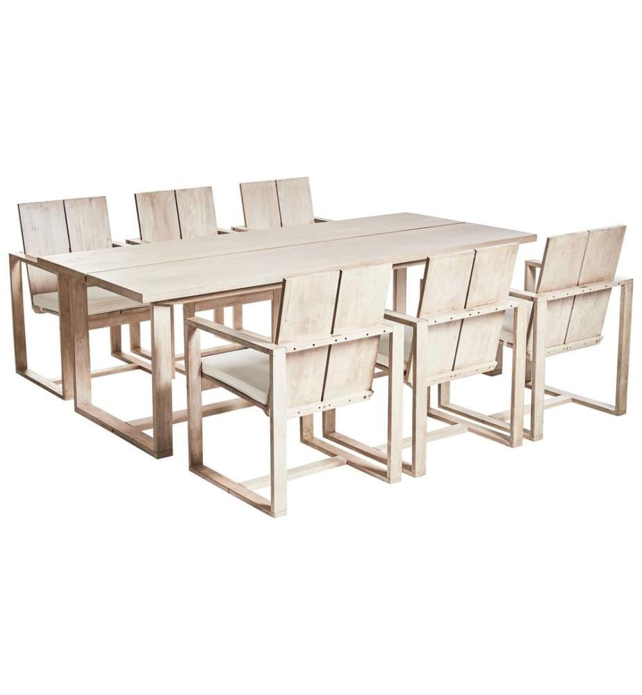 Gartenmöbel Set 6-Sitzer AZZANELLO Akazienholz Cremeweiss