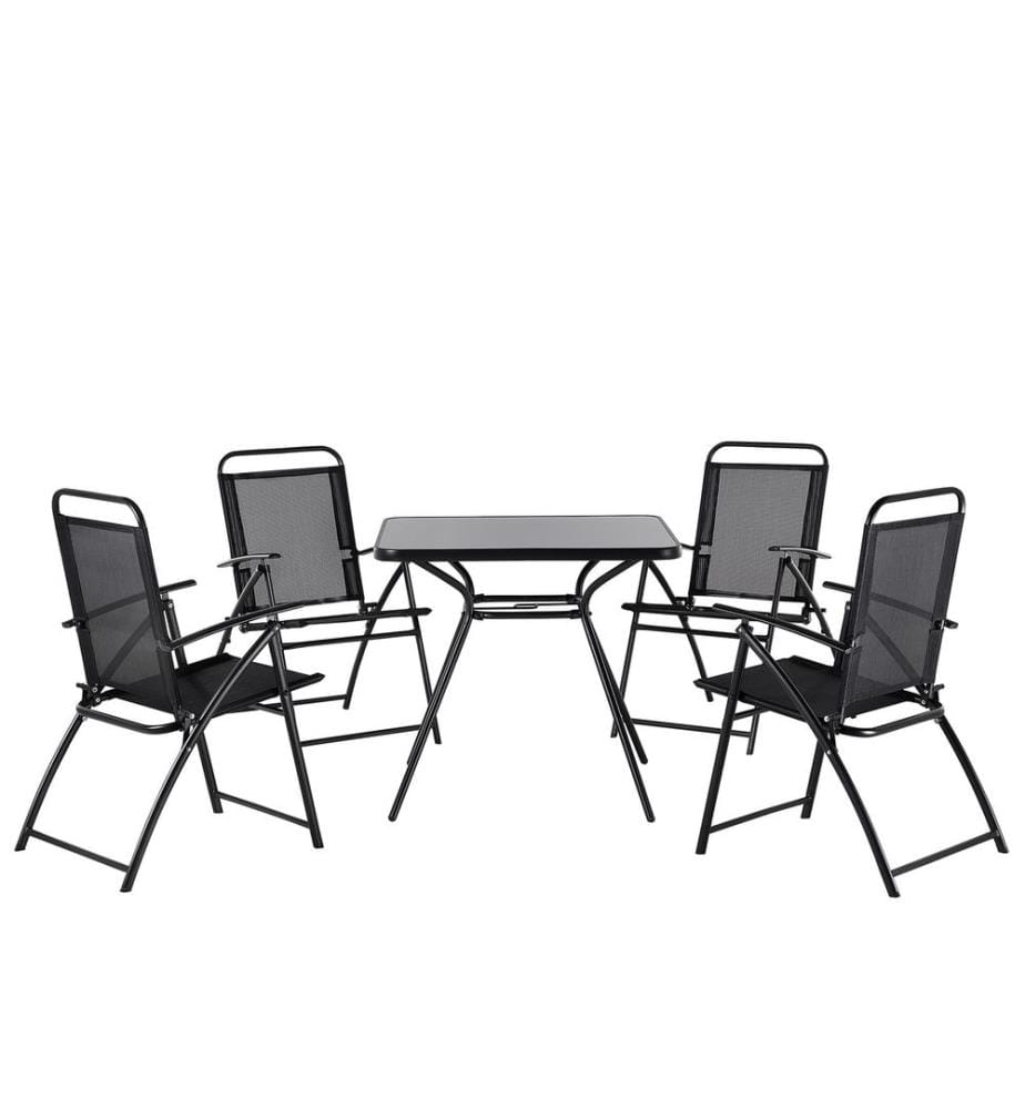 Gartenmöbel Set 4-Sitzer LIVO Metall Schwarz
