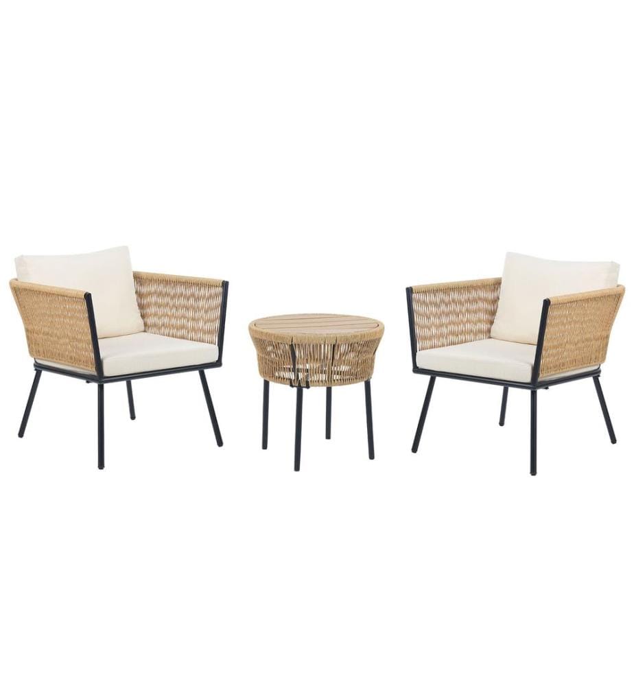 Ensemble bistrot avec coussins GARGANO Polyrotin Naturel