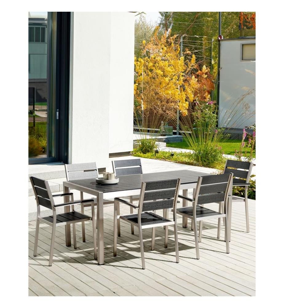 Gartenstuhl 6er Set VERNIO Schwarz / Silber