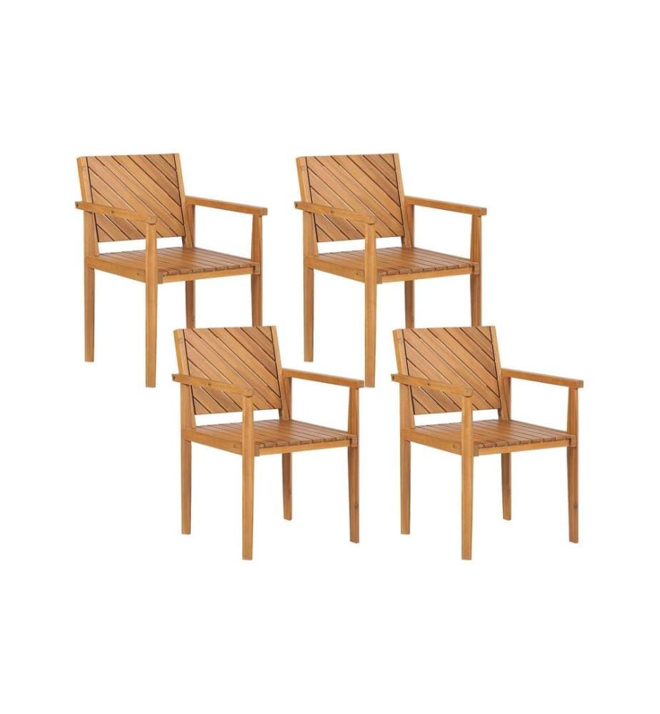 Gartenstuhl 4er Set BARATTI Akazienholz Braun