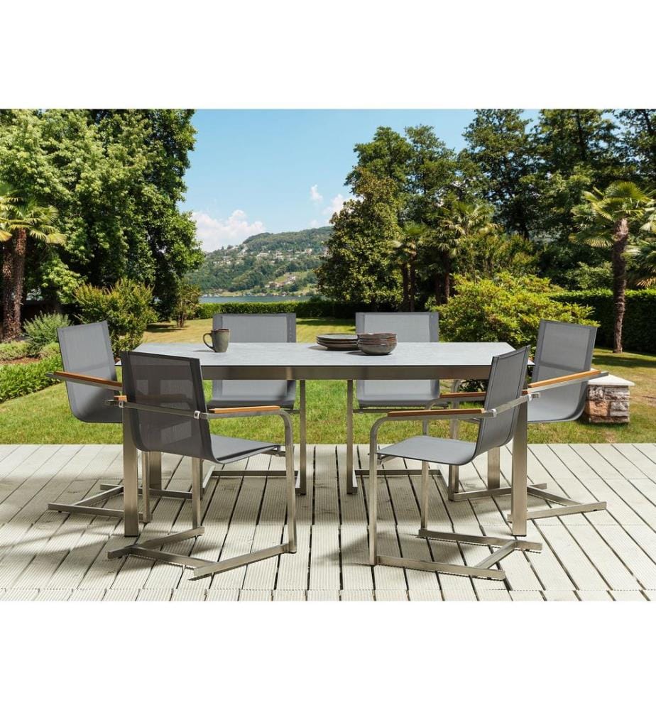Gartenmöbel Set 6-Sitzer COSOLETO Sicherheitsglas Grau