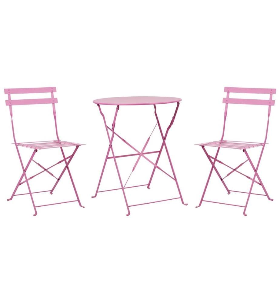 Ensemble bistrot Pliant FIORI Métal Rose