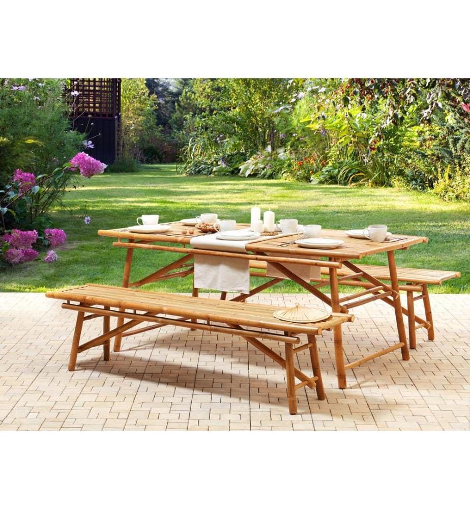 Gartenmöbel Set 4-Sitzer TINDARI Bambus Hellbraun