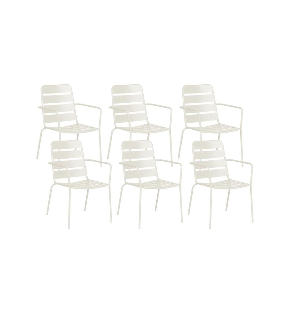 Gartenstuhl 6er Set TERENZO Metall Hellbeige