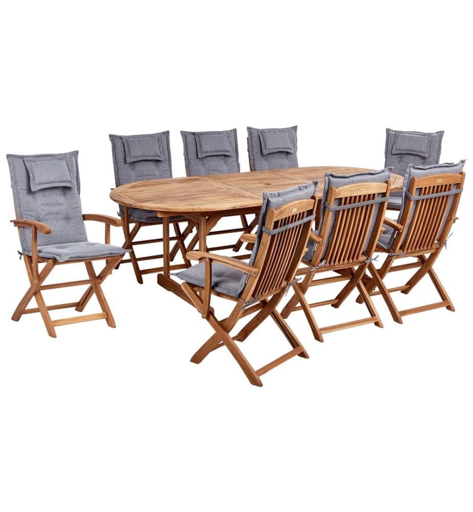 Gartenmöbel Set 8-Sitzer MAUI II Grau Akazienholz inkl. Kissen