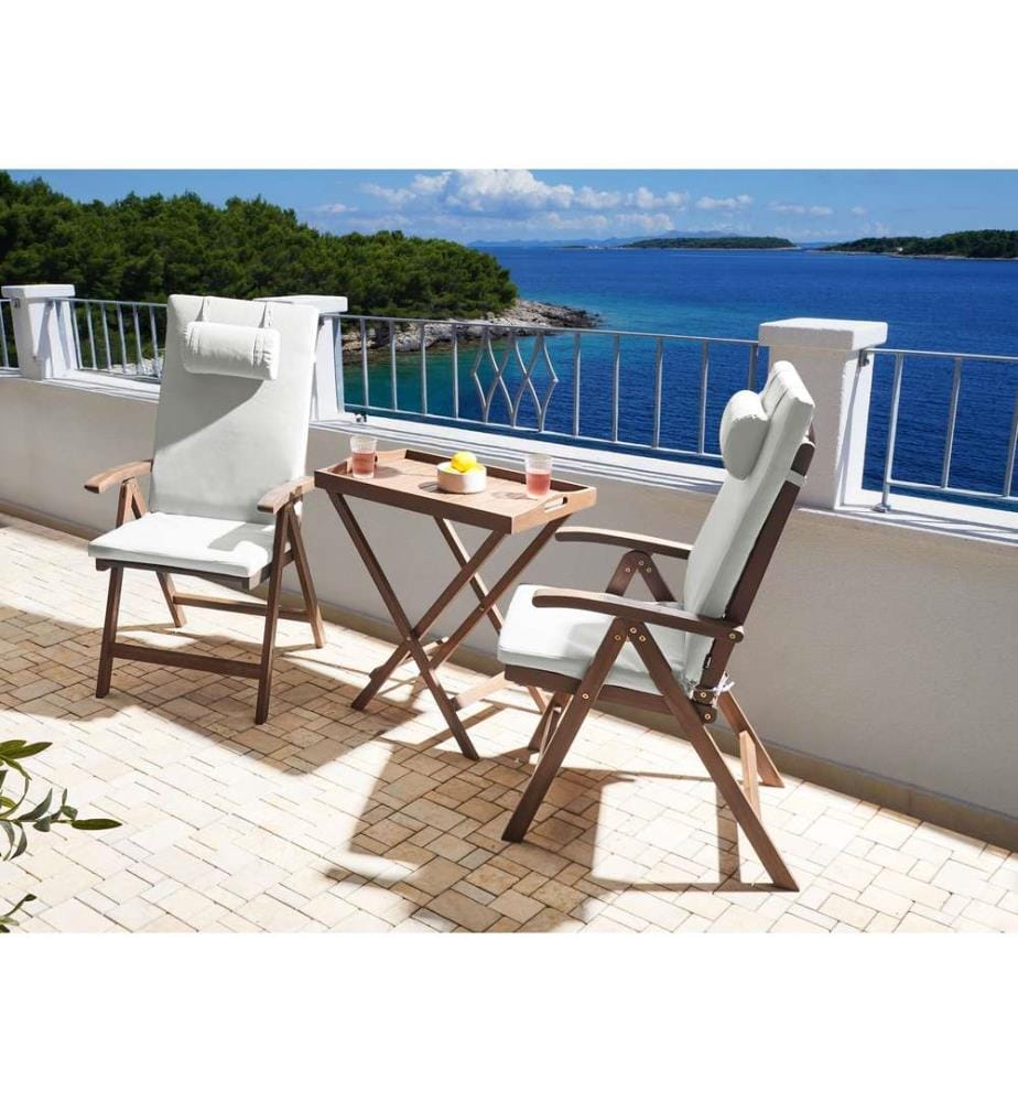 Bistro Set AMANTEA PREMIUM Akazienholz Cremeweiss
