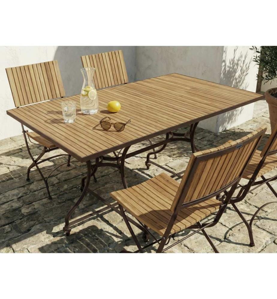 Table de salle à manger de jardin LASCARI 160 cm 90 cm Acacia Marron clair