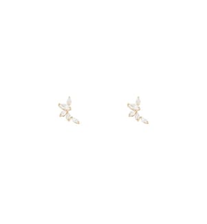 Earrings Five Petals - Yellow Gold 375/1000 & Zirconium