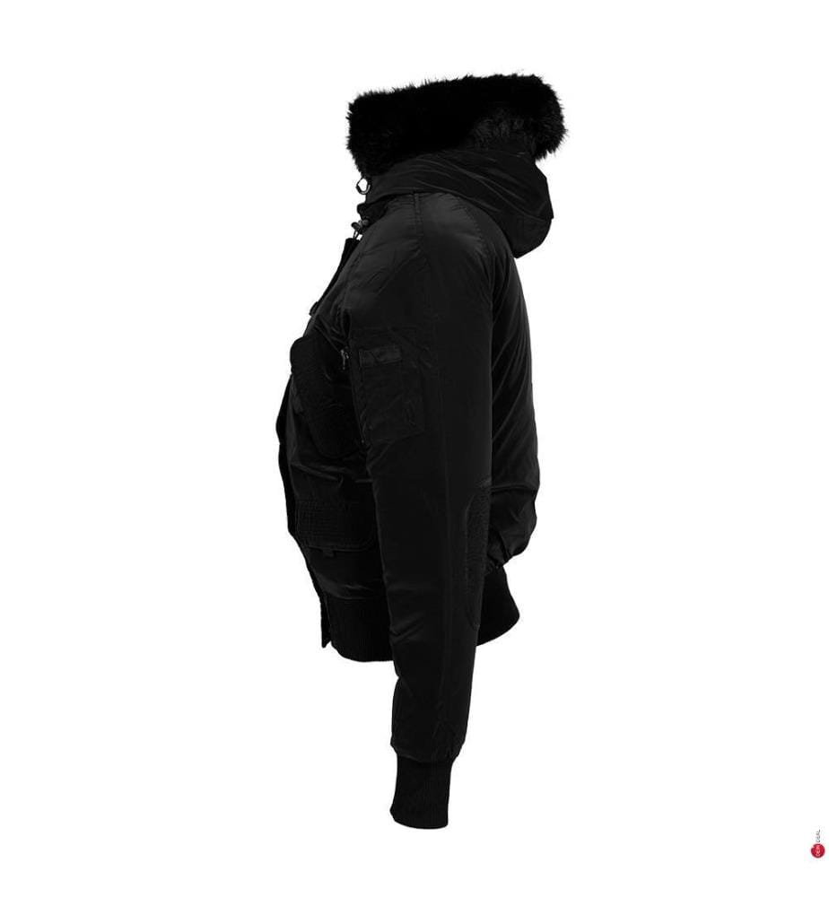 Ariella Glossy Bomber Jacket - Black