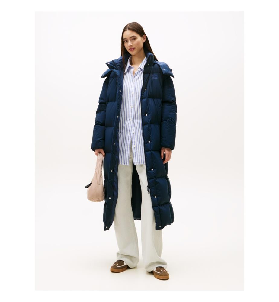 Alaska Long Quilted Down Jacket - Dark Blue