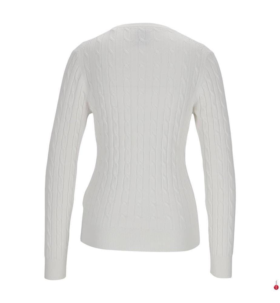 Rundhals-Twist-Pullover aus Stretch-Baumwolle - Ecru / Gebrochenes Weiss