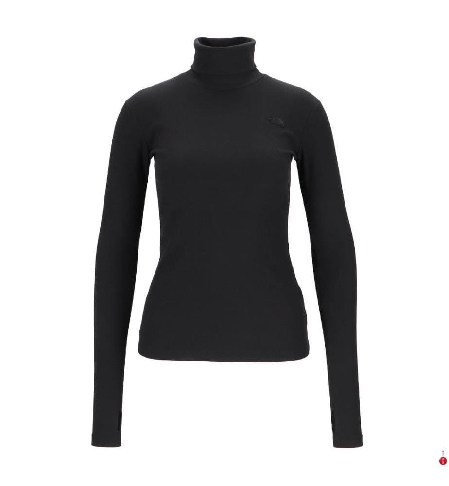 T-Shirt mit Rollkragen und langen Ärmeln Slim - Schwarz