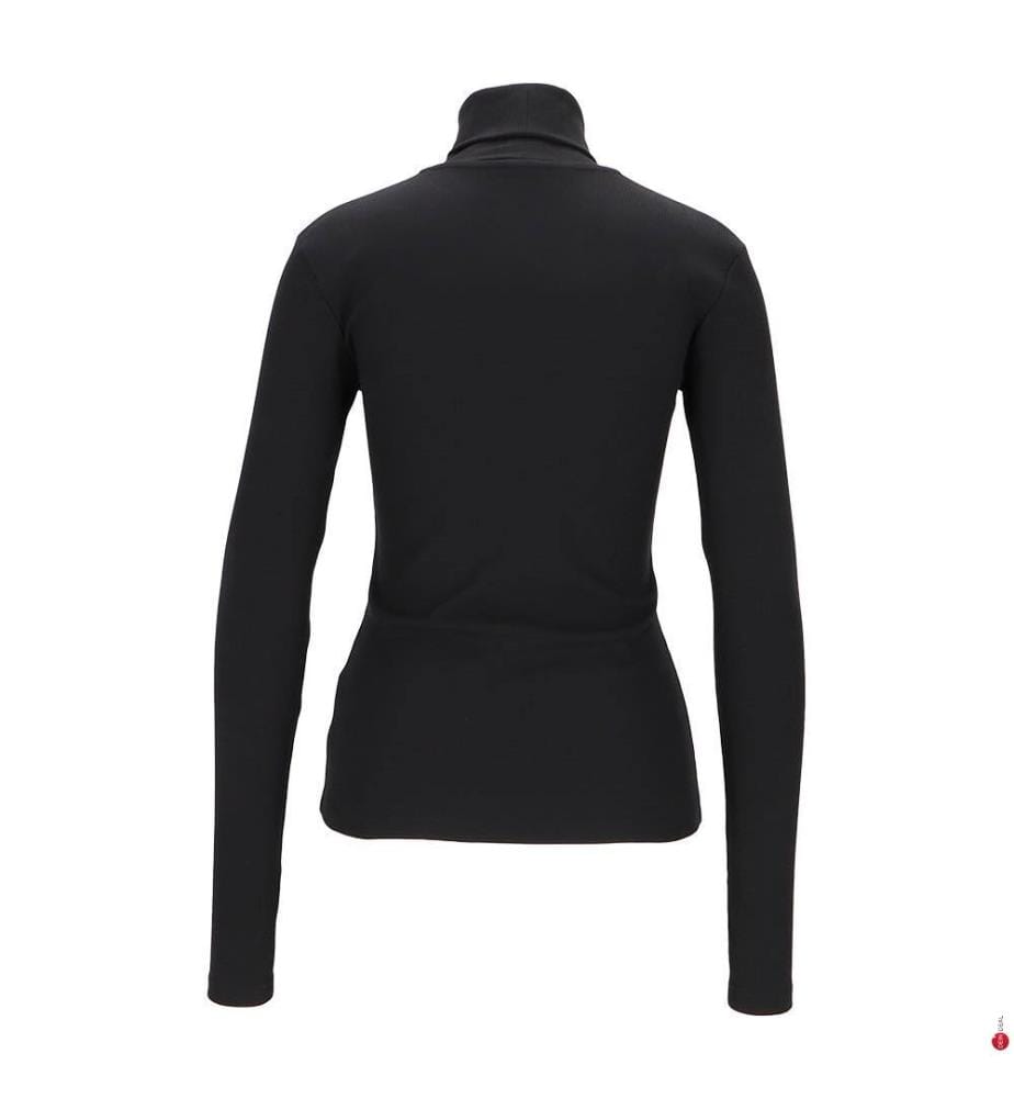 T-Shirt mit Rollkragen und langen Ärmeln Slim - Schwarz